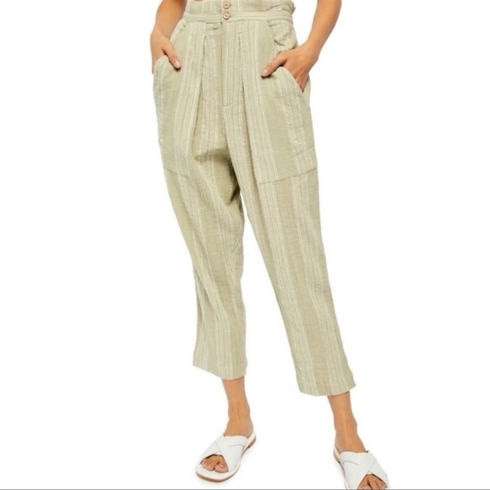 Free People Semi Sweet Cropped Pants in Sage Cotton Size XS